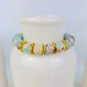 GEMSTONE | Sea Sediment Blue Beaded Bracelet